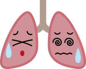 新型コロナウイルス感染で重症化しやすいのは、「肺気腫（COPD）」・「ぜんそく」・「喫煙」