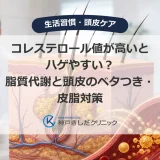 コレステロールと薄毛の関係を示す毛包と頭皮の血管のイメージ