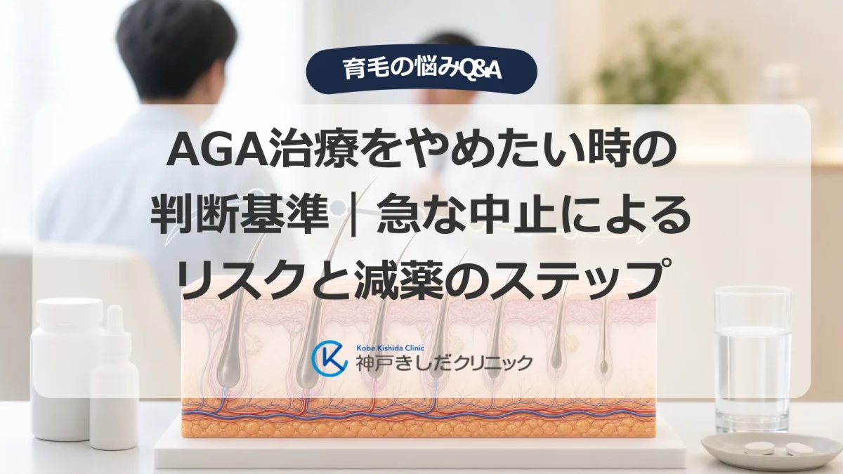 AGA治療の継続と中止について医師に相談する男性のイメージ