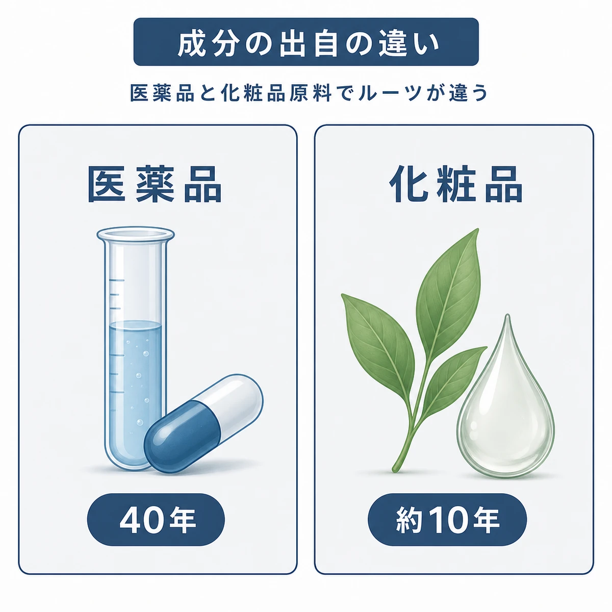 ミノキシジルとリデンシルの由来と分類の違いを対比した医療イラスト