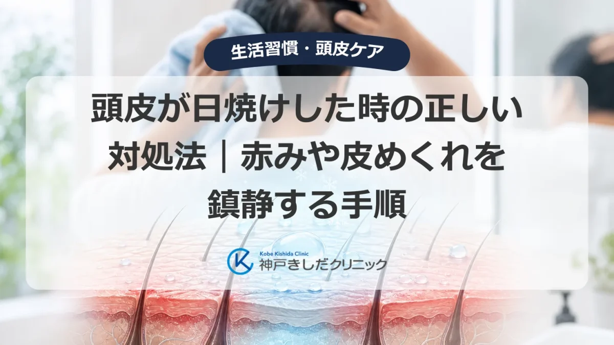 日焼けした頭皮の赤みや皮めくれをケアするイメージ
