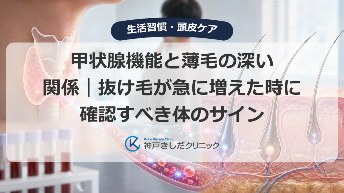 甲状腺と薄毛の関係を示す医療イメージ