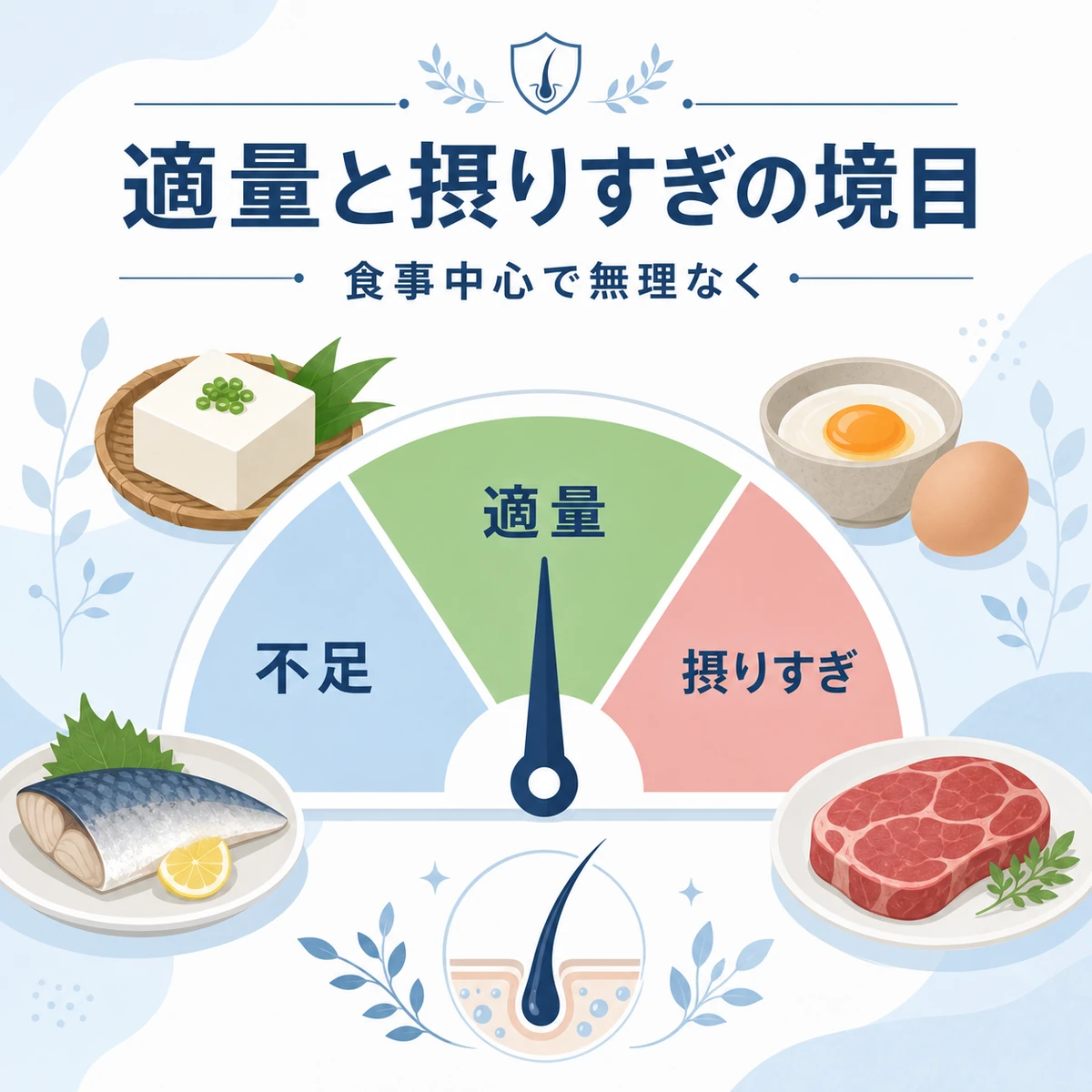 亜鉛の適量と摂りすぎの境目をメーターで示した医療イラスト