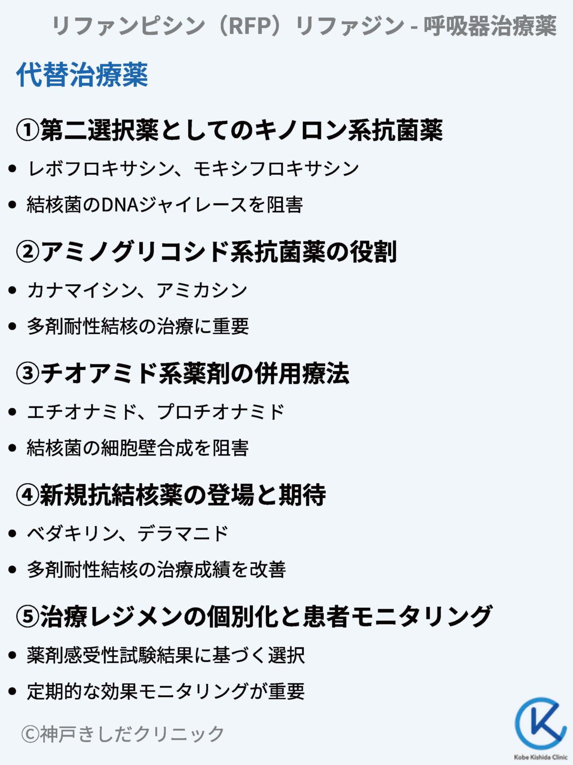 リファンピシン(RFP)リファジン – 呼吸器治療薬 - 神戸きしだクリニック(神戸市中央区)