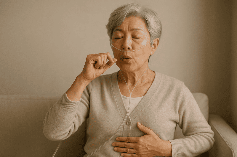 在宅酸素中の息苦しさを楽にする呼吸法｜腹式呼吸・口すぼめ呼吸のコツ