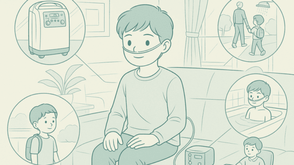 子どもの在宅酸素療法（HOT）が始まるご家族へ。小児用酸素濃縮器の使い方、外出・お風呂・学校生活のポイント
