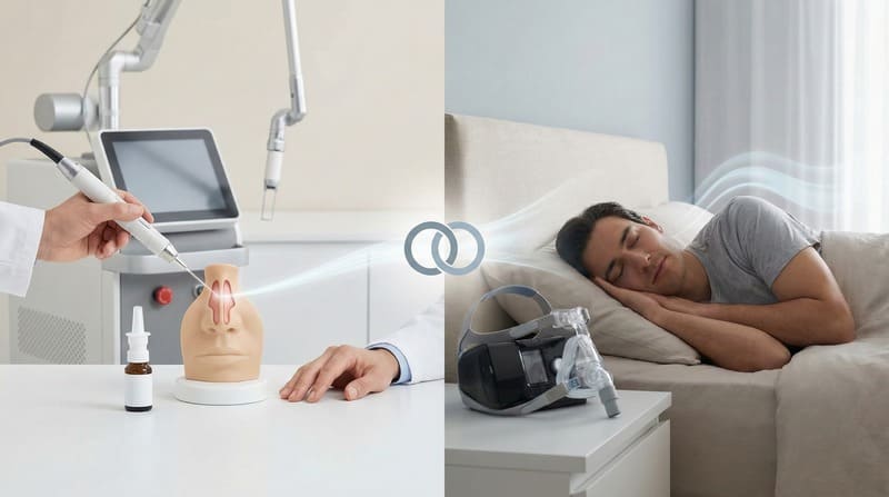 鼻炎治療でいびきは治る？薬やレーザー手術の効果と睡眠時無呼吸症候群への影響