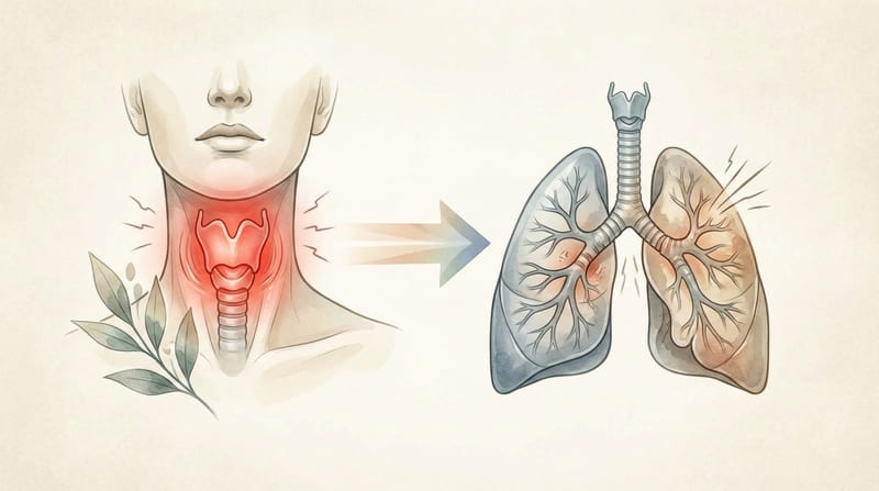 投稿 ブロック 喉の痛み（咽頭炎）から咳が止まらない気管支炎へ｜移行する原因と悪化を防ぐ方法