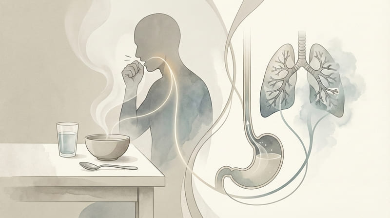 食事中や食後に咳が出るのはなぜ？逆流性食道炎と喘息の意外な関係