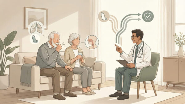 高齢者の長引く咳は喘息？誤嚥性肺炎との違いや吸入薬の選び方