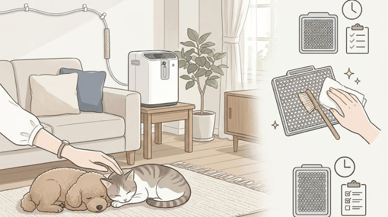 在宅酸素療法中にペット（犬・猫）は飼える？チューブの噛みちぎり対策とフィルター掃除のコツ