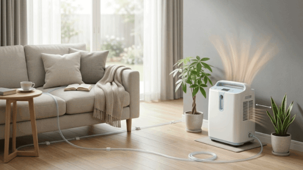 酸素濃縮器の置き場所はどこが適切?騒音・排熱対策と延長チューブによる転倒予防