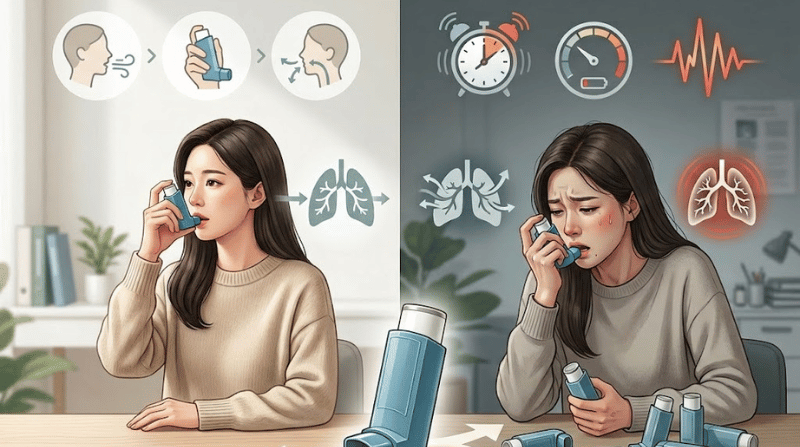 喘息の発作止め吸入薬（SABA・β2刺激薬）の正しい使い方と「使いすぎ（依存）」の危険性