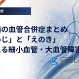 細い血管と太い血管に分けて糖尿病の血管合併症を整理した医療グラフィック
