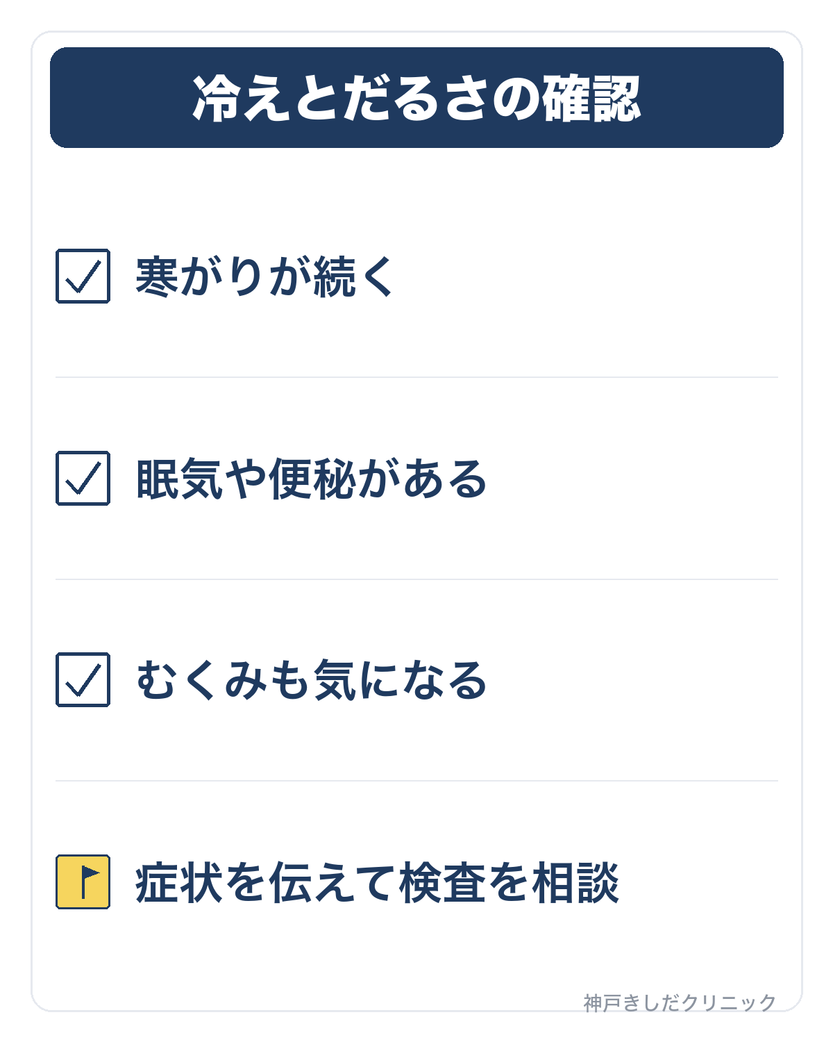 チェックリスト:冷えとだるさの確認