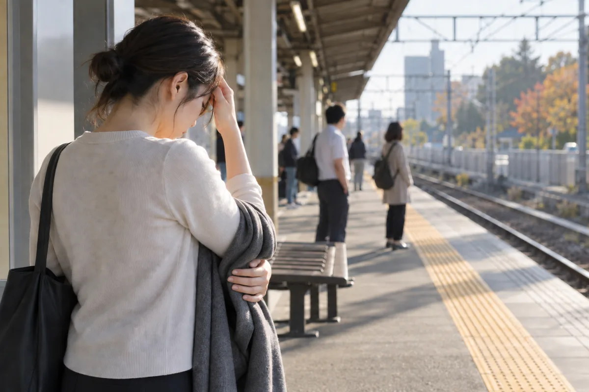 朝晩と日中の気温差に戸惑い、通勤途中で上着を脱ぐ人